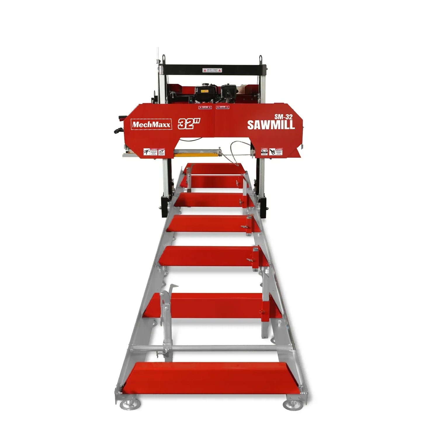 32" Portable Sawmill (5 x Blades Included), 459cc 15HP E-Start Gasoline Engine, 29" Board Width, 20' Track Length (13' Track Length + 6.6' Track Extension Included) , SM-32