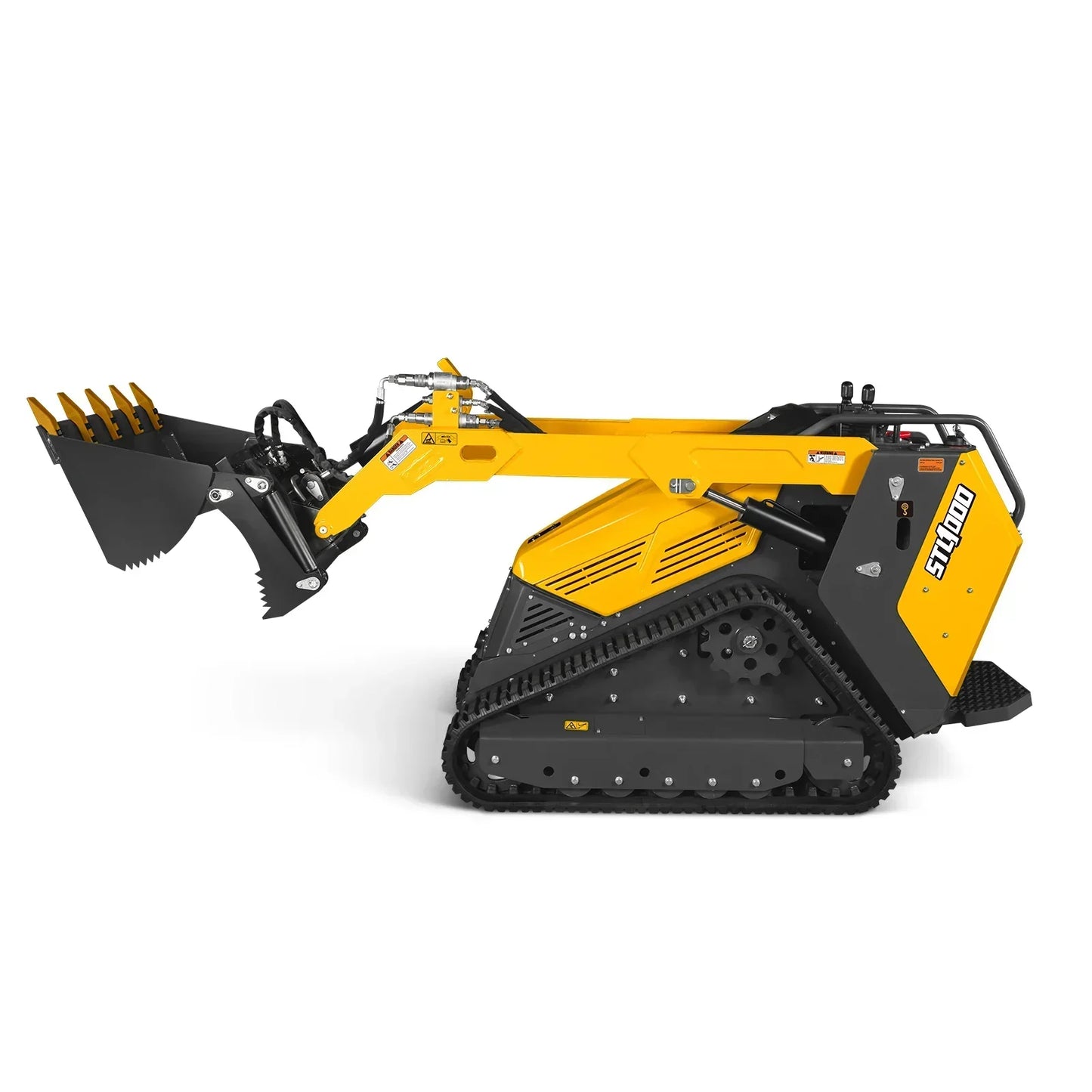 Mini Skid Steer Stand On Compact Track Loader ( 4 in 1 bucket included ) with 25HP KUBOTA D1105 Diesel Engine, Common Industry Interface (CII), CROBA  STL1000