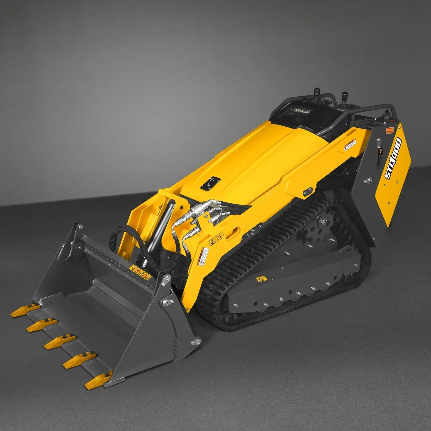 Mini Skid Steer Stand On Compact Track Loader ( 4 in 1 bucket included ) with 25HP KUBOTA D1105 Diesel Engine, Common Industry Interface (CII), CROBA  STL1000