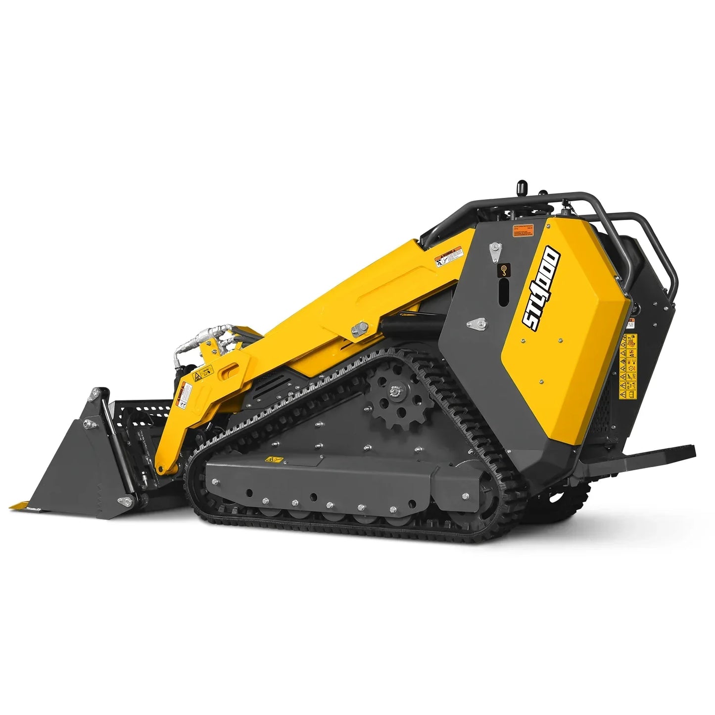 Mini Skid Steer Stand On Compact Track Loader ( 4 in 1 bucket included ) with 25HP KUBOTA D1105 Diesel Engine, Common Industry Interface (CII), CROBA  STL1000