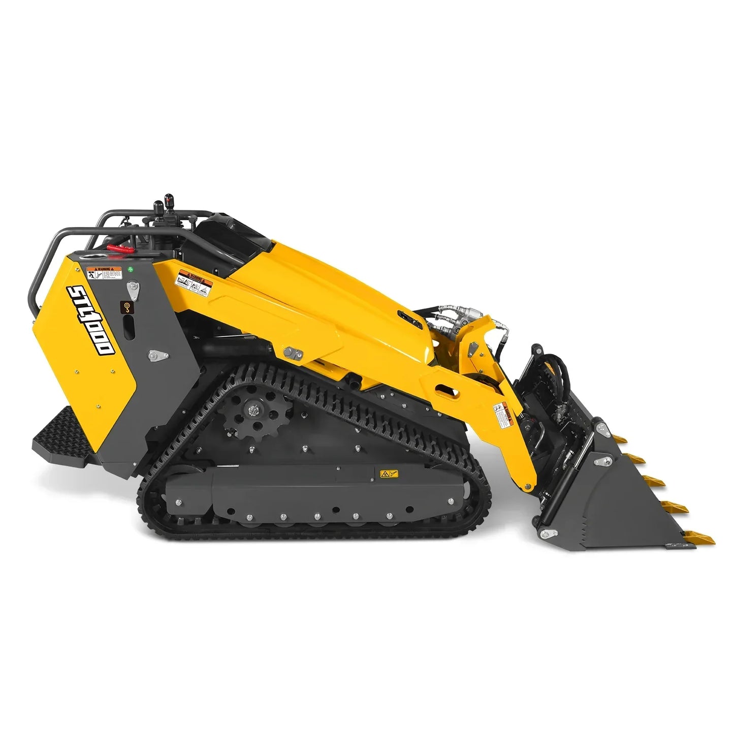 Mini Skid Steer Stand On Compact Track Loader ( 4 in 1 bucket included ) with 25HP KUBOTA D1105 Diesel Engine, Common Industry Interface (CII), CROBA  STL1000