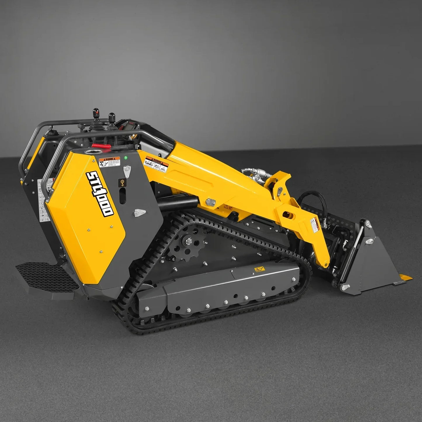 Mini Skid Steer Stand On Compact Track Loader ( 4 in 1 bucket included ) with 25HP KUBOTA D1105 Diesel Engine, Common Industry Interface (CII), CROBA  STL1000
