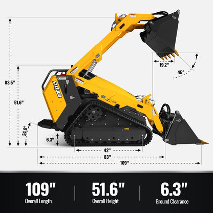 Mini Skid Steer Stand On Compact Track Loader ( 4 in 1 bucket included ) with 25HP KUBOTA D1105 Diesel Engine, Common Industry Interface (CII), CROBA  STL1000