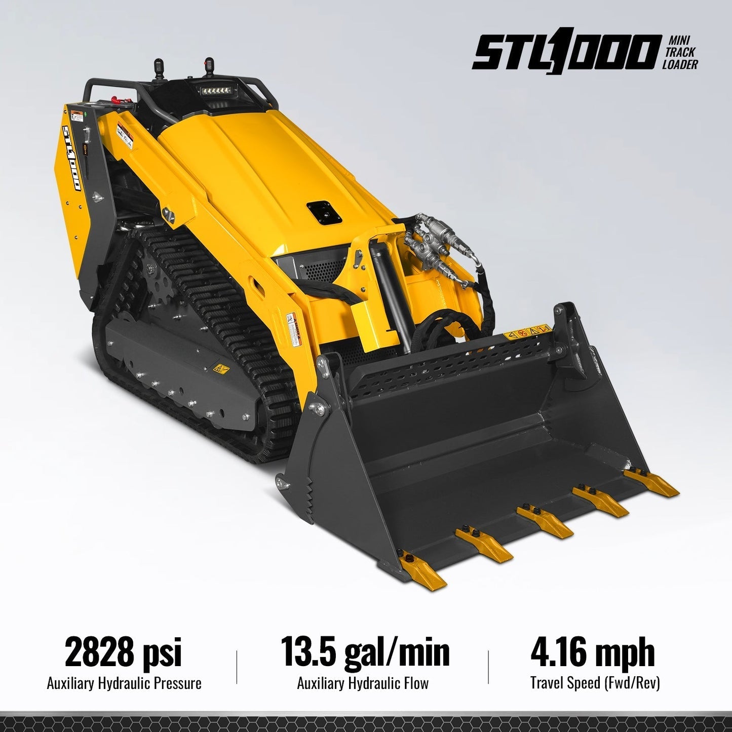 Mini Skid Steer Stand On Compact Track Loader ( 4 in 1 bucket included ) with 25HP KUBOTA D1105 Diesel Engine, Common Industry Interface (CII), CROBA  STL1000