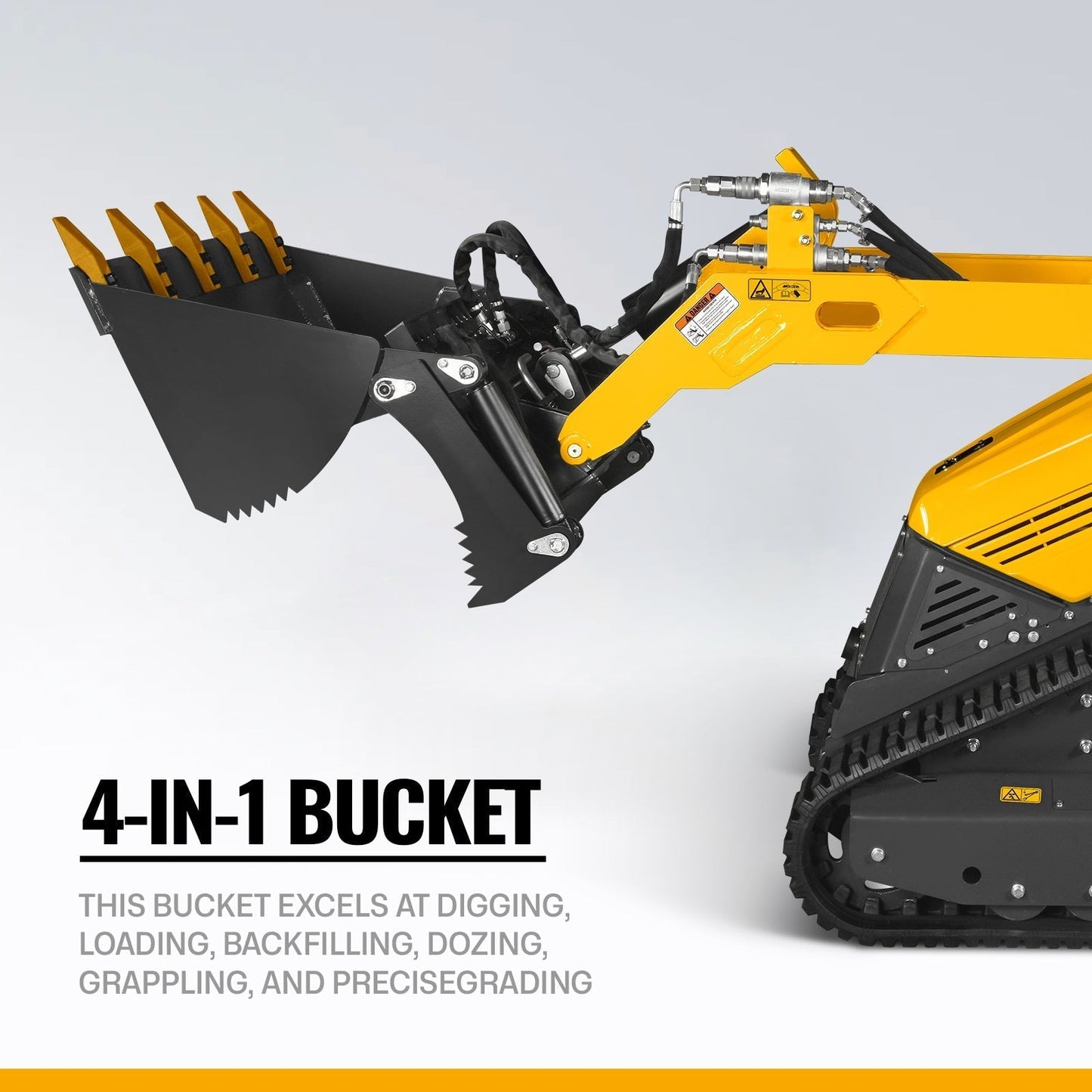 Mini Skid Steer Stand On Compact Track Loader ( 4 in 1 bucket included ) with 25HP KUBOTA D1105 Diesel Engine, Common Industry Interface (CII), CROBA  STL1000