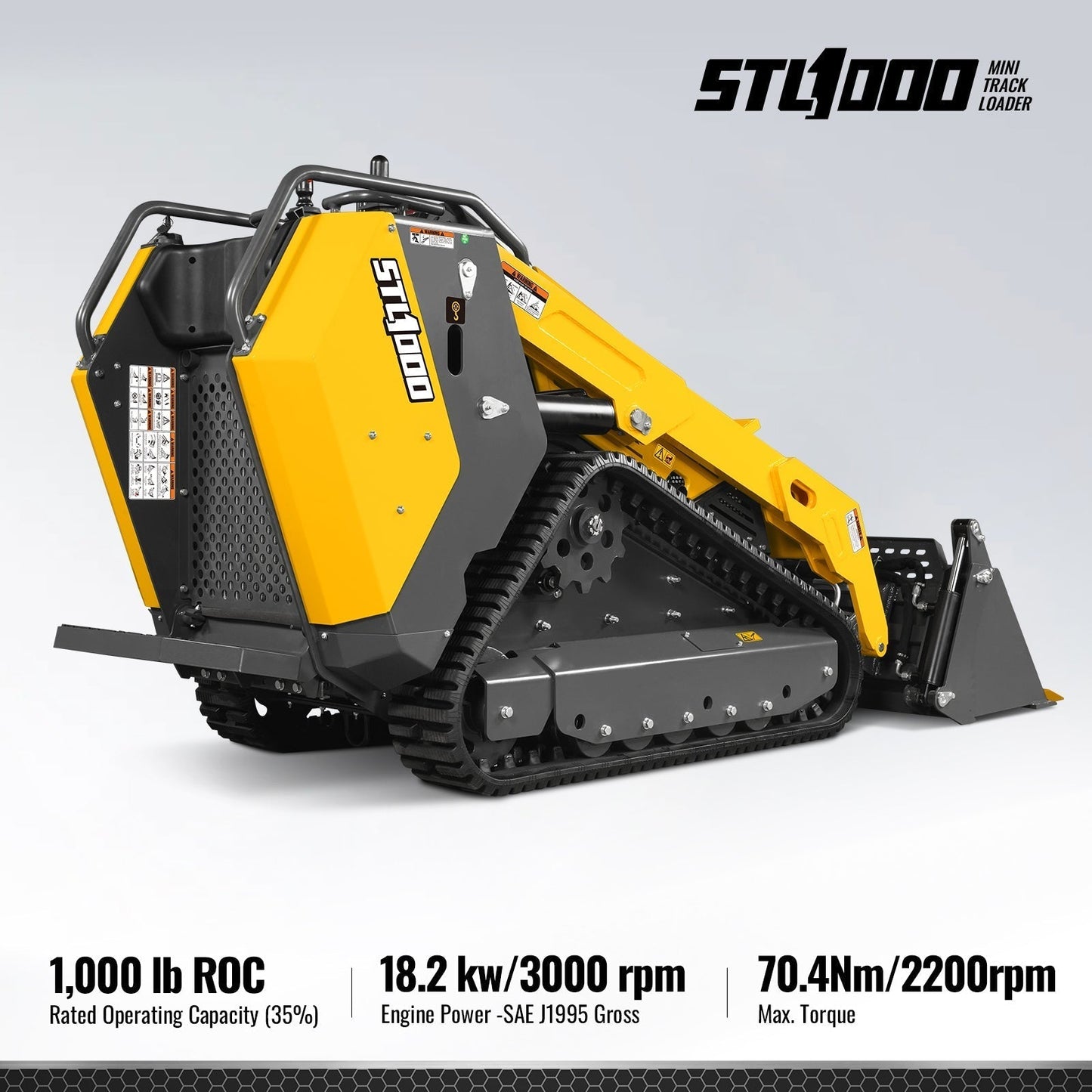 Mini Skid Steer Stand On Compact Track Loader ( 4 in 1 bucket included ) with 25HP KUBOTA D1105 Diesel Engine, Common Industry Interface (CII), CROBA  STL1000