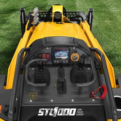 Mini Skid Steer Stand On Compact Track Loader ( 4 in 1 bucket included ) with 25HP KUBOTA D1105 Diesel Engine, Common Industry Interface (CII), CROBA  STL1000