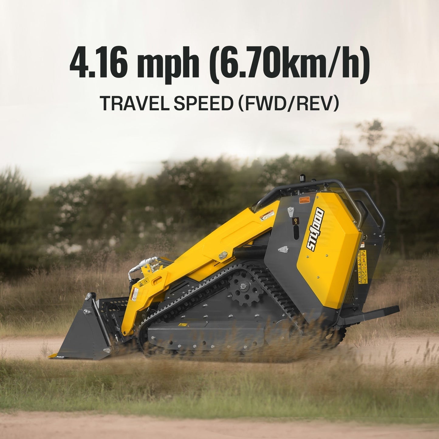 Mini Skid Steer Stand On Compact Track Loader ( 4 in 1 bucket included ) with 25HP KUBOTA D1105 Diesel Engine, Common Industry Interface (CII), CROBA  STL1000