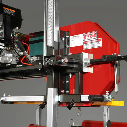 32" Portable Sawmill (5 x Blades Included), 459cc 15HP E-Start Gasoline Engine, 29" Board Width, 20' Track Length (13' Track Length + 6.6' Track Extension Included) , SM-32