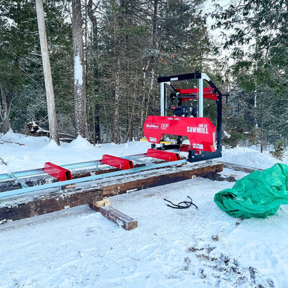 32" Portable Sawmill (5 x Blades Included), 459cc 15HP E-Start Gasoline Engine, 29" Board Width, 20' Track Length (13' Track Length + 6.6' Track Extension Included) , SM-32